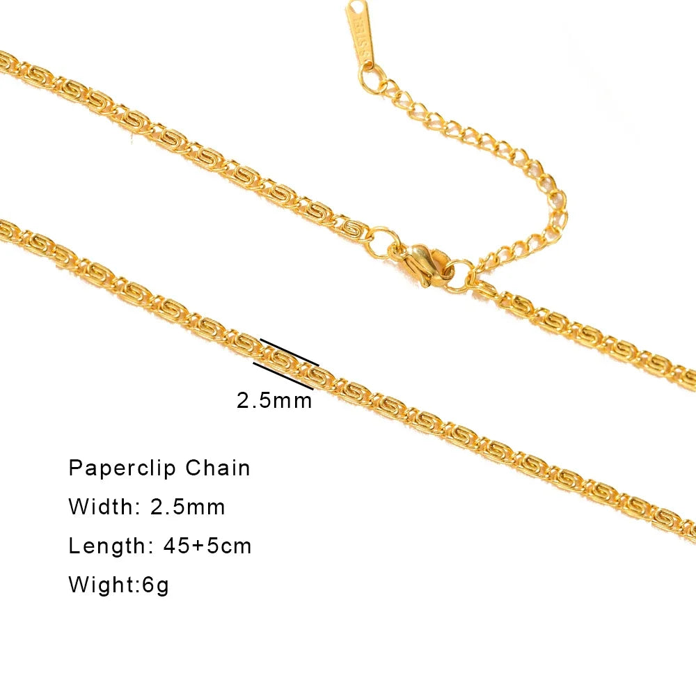 EUEAVAN 1pc Stainless Steel Chain Necklace for Women Basic Gold Color Paperclip Link Cuban Twisted Snake Chain Fashion Jewelry