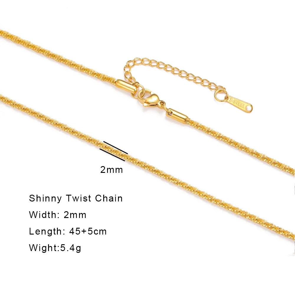 EUEAVAN 1pc Stainless Steel Chain Necklace for Women Basic Gold Color Paperclip Link Cuban Twisted Snake Chain Fashion Jewelry
