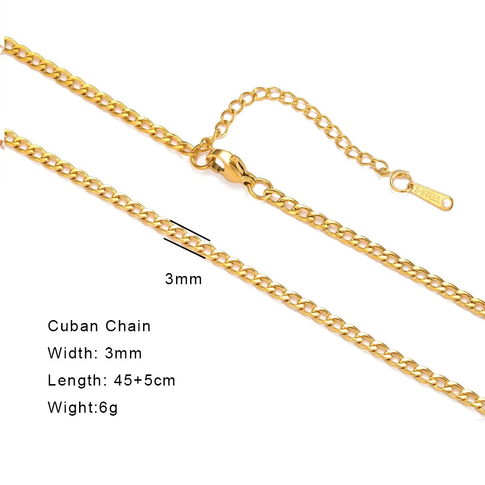 EUEAVAN 1pc Stainless Steel Chain Necklace for Women Basic Gold Color Paperclip Link Cuban Twisted Snake Chain Fashion Jewelry