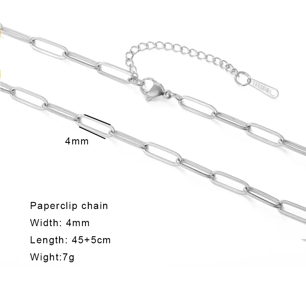 EUEAVAN 1pc Stainless Steel Chain Necklace for Women Basic Gold Color Paperclip Link Cuban Twisted Snake Chain Fashion Jewelry