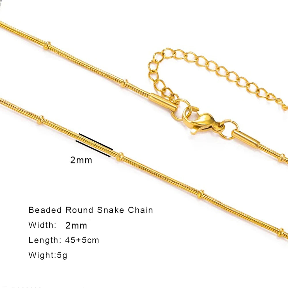 EUEAVAN 1pc Stainless Steel Chain Necklace for Women Basic Gold Color Paperclip Link Cuban Twisted Snake Chain Fashion Jewelry