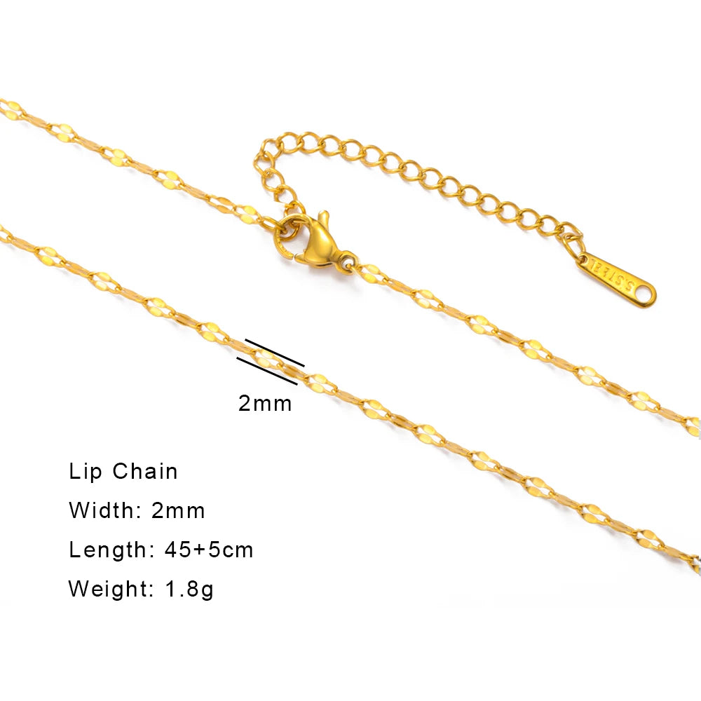 EUEAVAN 1pc Stainless Steel Chain Necklace for Women Basic Gold Color Paperclip Link Cuban Twisted Snake Chain Fashion Jewelry