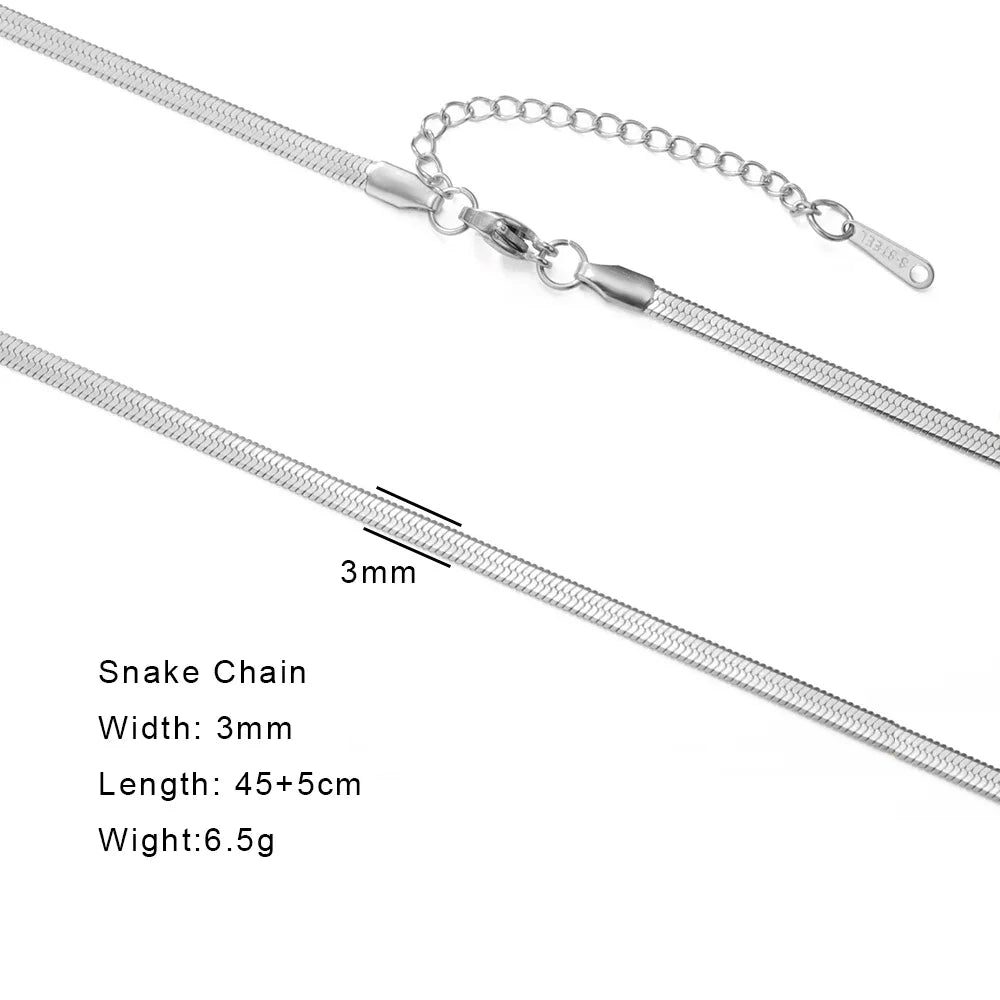 EUEAVAN 1pc Stainless Steel Chain Necklace for Women Basic Gold Color Paperclip Link Cuban Twisted Snake Chain Fashion Jewelry