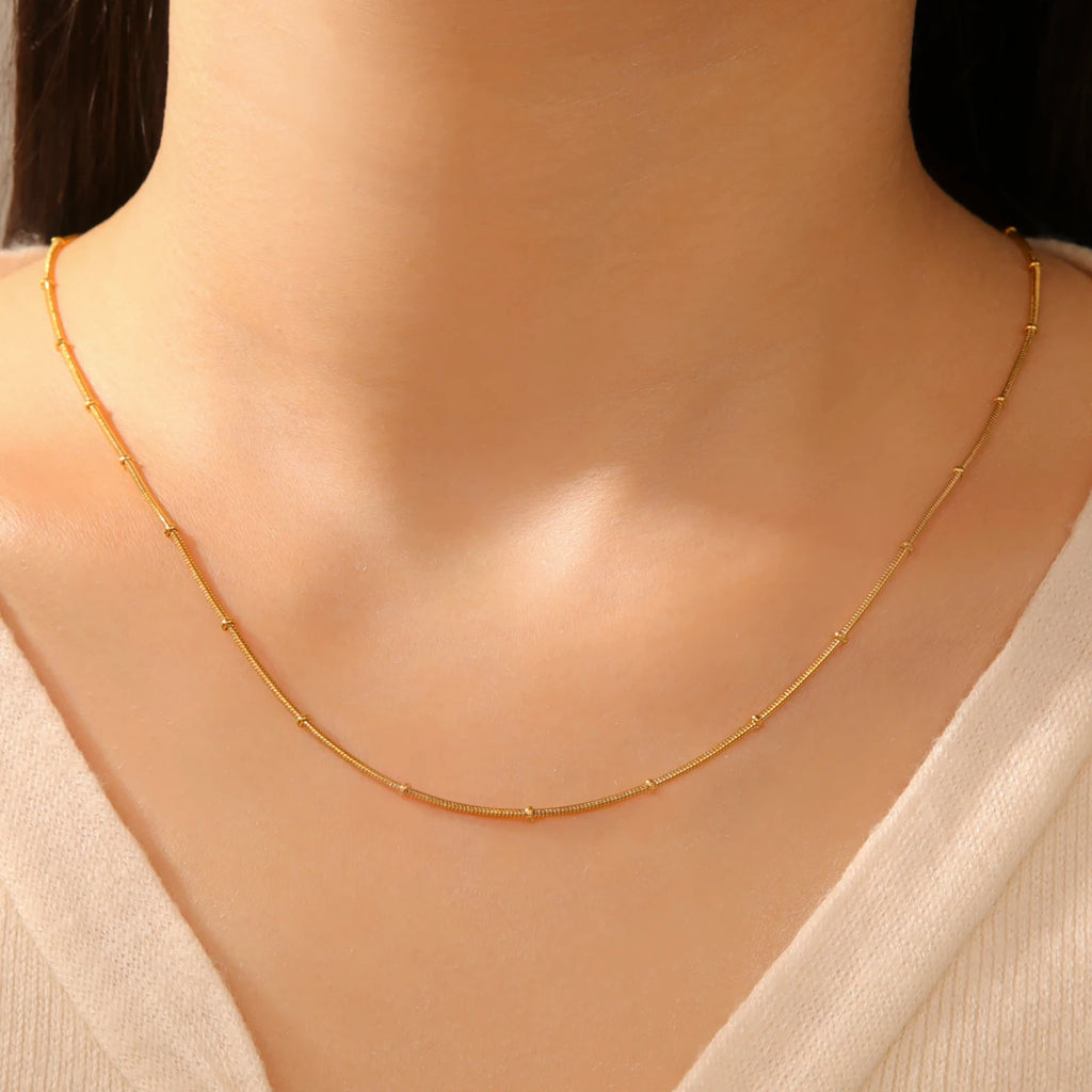 EUEAVAN 1pc Stainless Steel Chain Necklace for Women Basic Gold Color Paperclip Link Cuban Twisted Snake Chain Fashion Jewelry