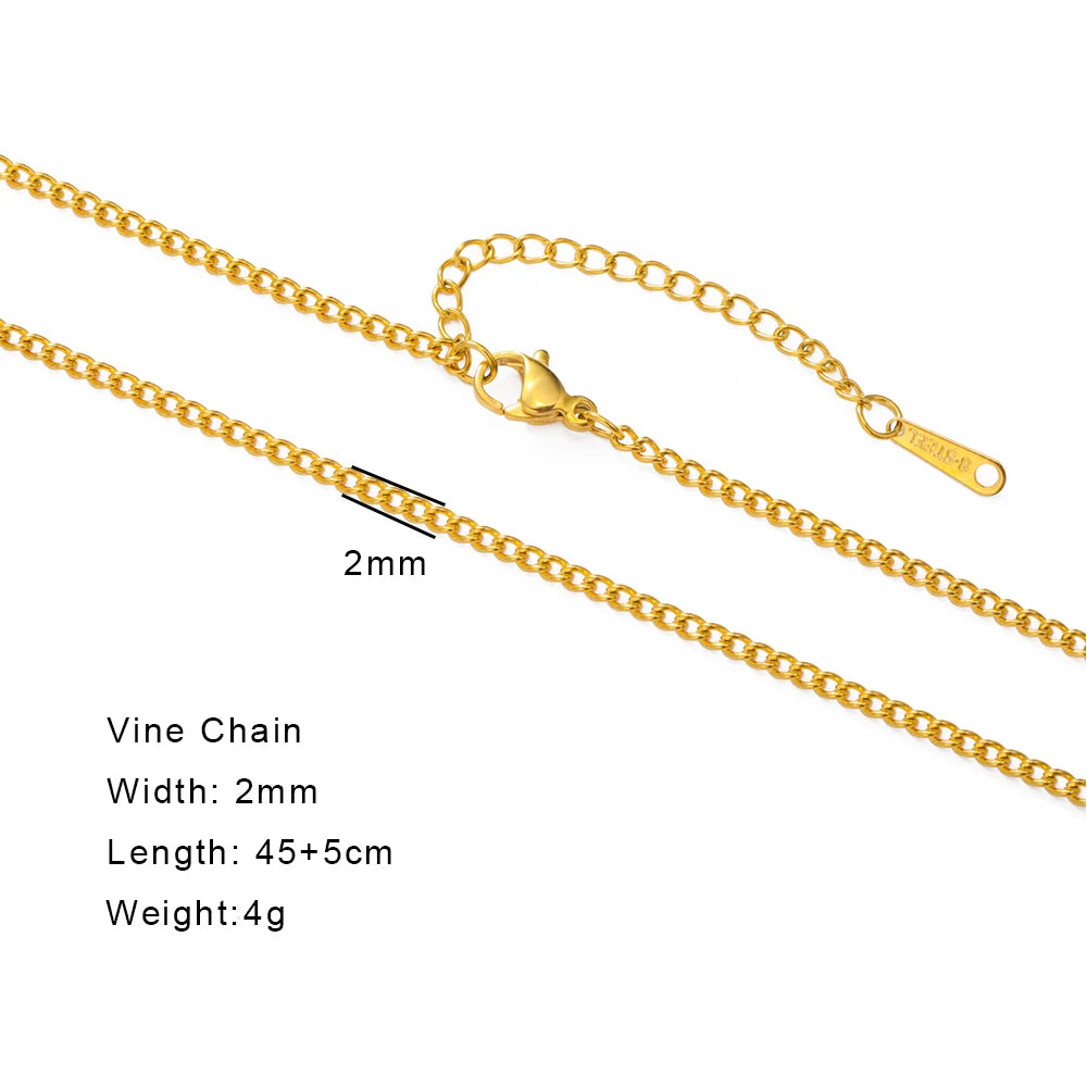 EUEAVAN 1pc Stainless Steel Chain Necklace for Women Basic Gold Color Paperclip Link Cuban Twisted Snake Chain Fashion Jewelry